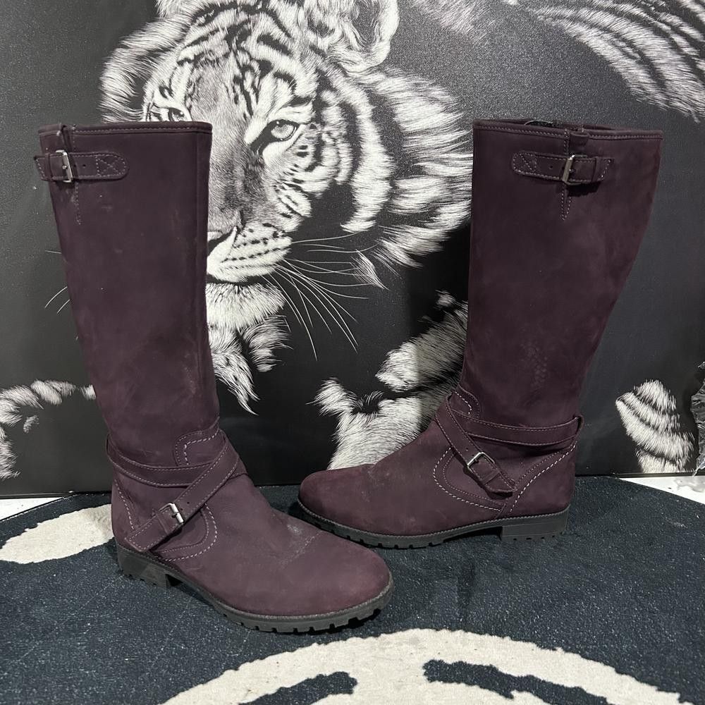Hotter Belle Riding Boot Women's 7.5 Red Leather Equestrian Pull-On Side Zip
